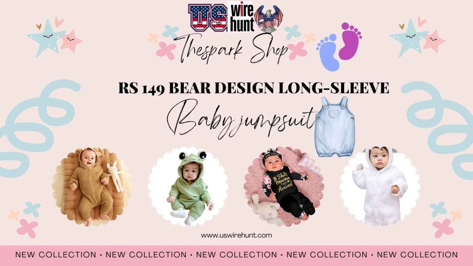 Rs 149 Bear Design long-Sleeve Baby jumpsuit Thespark Shop